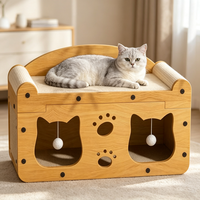 Arbre à chat moderne de luxe, tour à chat d'intérieur, griffoir, maisonnette pour chat, jouet en carton, 1 niveau, assemblage facile