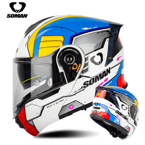 Casques de moto DOT&ECE les plus récents, double visière, rabattable, avec grand spoiler, modulable, Capacates SOMAN SM965 - Product Image 3