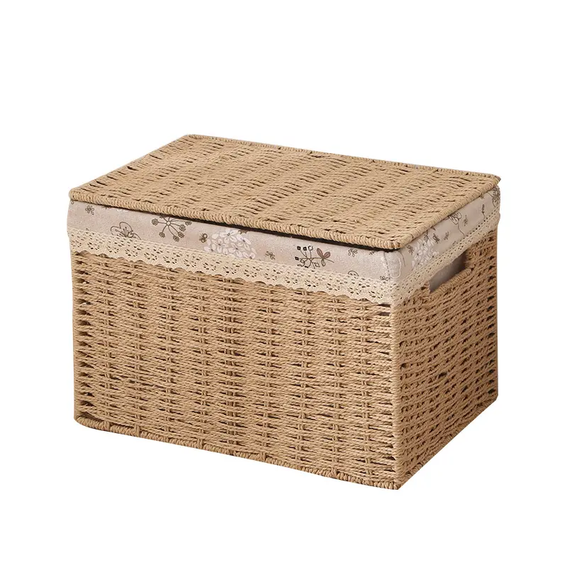 Hand Woven Square Large Rattan Willow Products Baby Clothes Wicker Cane Laundry Basket Stand With Handles