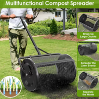 Épandeur à rouleaux de haute qualité, facile à assembler, outil de jardinage manuel, épandeur de compost en maille pour pelouse