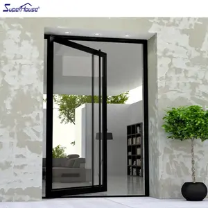 Entrance Used Customized Aluminum Frame Tempered Low E Energy Rating Glass Pivot Swing Front Doors