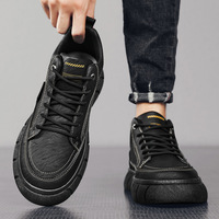 Chaussures en cuir imperméables pour hommes, style tendance, chaussures de marche décontractées avec antidérapant, polyvalentes et à la mode