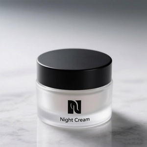 Luxury Custom 5g 15g 30g 50g 100g Skincare Face Eye Body <b>Scrub</b> Cream clear Frosted Glass Cosmetic Jars with White Lids - Product Image 5