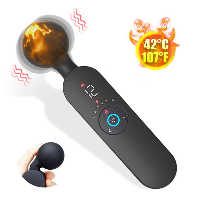 OEM  Heating Usb Rechargeable Personal Wand Massager Electric Silicone Vibrator Hand Held Full Body Massager