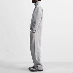 Felpa con Cappuccio Oversize Personalizzata con Mezza Zip, Collo Alto, in Pile Tecnico, Stile Crop Boxy per <span class=keywords><strong>Uomo</strong></span> - Product Image 3