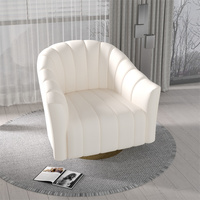Fauteuil pivotant moderne en tissu velours avec structure en acier inoxydable doré pour salon