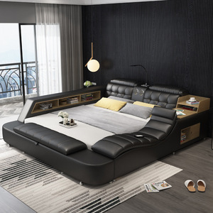 <span class=keywords><strong>Letto</strong></span> Smart VIP Multifunzionale con Massaggio, in Pelle di Lusso, Stile Tatami, con Contenitore, per Letti King e Queen - Product Image 4