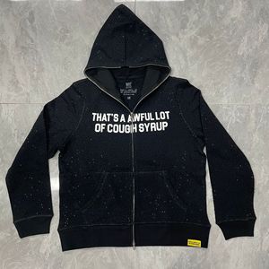 <span class=keywords><strong>Sudadera</strong></span> con capucha de algodón 100% con cremallera, diseño moderno y estampado de letras, corte holgado - Product Image 5
