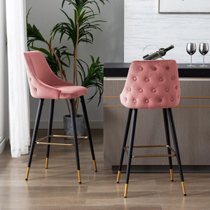 Taburete de Bar Moderno y Lujoso con Reposabrazos de Terciopelo, Patas de Metal Bicolor Negro y Dorado, Silla de Barra para Hogar, Restaurante, Hotel, Apartamento - Product Image 6