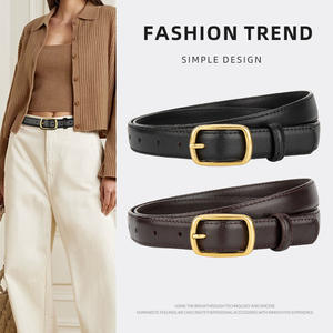 ハイエンド牛革レザーベルト女性用ゴールドピンバックル本革ベルトワイド2.3 cm - Product Image 2