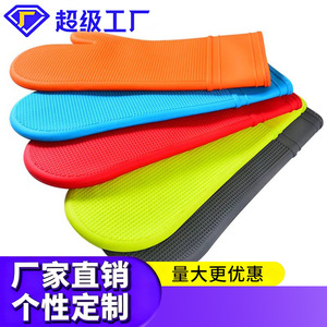 Silicone Oven Gloves 35x18x14cm Heat Resistant Anti <b>Slip</b> <b>Full</b> Texture Blue - Product Image 5