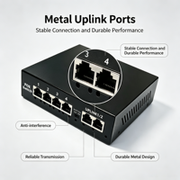 CCTV Mini 4 puertos 10/100M 48V 52V Active Ethernet Network Poe Switch Plug Cable 2 Uplink para cámara IP AP