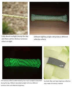 Cuerda reflectante de luz nocturna completa de 20 metros, cuerda de viento <span class=keywords><strong>para</strong></span> acampar al aire libre, dosel grueso de alta resistencia, cuerda fija a prueba de viento <span class=keywords><strong>para</strong></span> tienda - Product Image 4