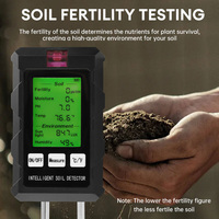 Testeur de sol numérique 6 en 1 multifonctionnel : pH, humidité, fertilité, température, luminosité, mesure de l'humidité du sol, jardin