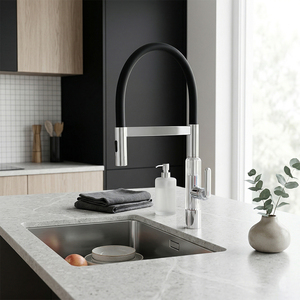 <span class=keywords><strong>Grifo</strong></span> de <span class=keywords><strong>Cocina</strong></span> Moderno de Latón Cromado Extraíble con Rotación 360° Termostático de Montaje en Cubierta Monomando para Fregadero con Rociador de Resorte - Product Image 6