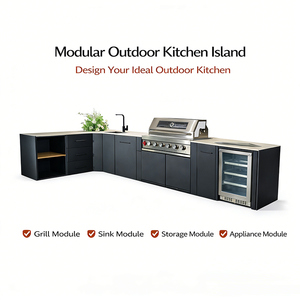 Cuisine extérieure, fumoir, barbecue, armoires en aluminium - Îlot modulaire durable et imperméable pour la cuisine de style <span class=keywords><strong>américain</strong></span>, patio/jardin - Product Image 1