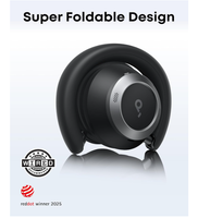 Soundcore Space One Pro FlexiCurve 包耳式耳机 自适应 ANC 6 麦克风 60 小时无损高分辨率无线耳机 舒适佩戴
