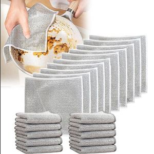 Trapos para lavar platos de alambre multiusos de microfibra, paño de fregado cuadrado húmedo/Seco antiarañazos para lavar platos - Product Image 2