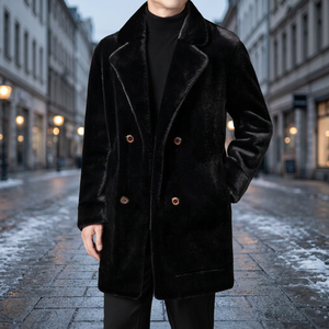 Manteau en fourrure de renard imperméable pour homme - Manteau d'hiver élégant mi-long avec col en fourrure et design réversible - Product Image 2