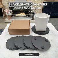 Sous-verres ronds en ardoise noire classiques écologiques de 4 pouces, vierges pour gravure laser, vente en gros sur mesure