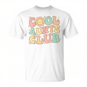 Camiseta Cool Aunts Club, diseño retro en colores pastel, unisex, para adultos, de algodón, cuello redondo, manga corta, regalo para reunión familiar - Product Image 3