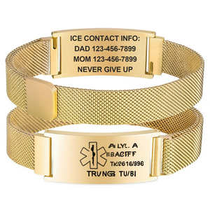 Medizinisches Informationsarmband aus Kevlar mit Gravur und Gebogenem Anhänger, Medizinisches Logo-Design, Magnetisches Uhrenarmband als Geschenk - Product Image 1