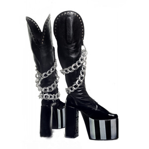 Bottes en <span class=keywords><strong>cuir</strong></span> PU de style punk, grande taille, noires, style rock and roll, bottes mi-hautes, talon épais, <span class=keywords><strong>plateforme</strong></span>, pour hommes et femmes - Product Image 4