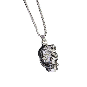 Collier avec pendentif en forme de crâne de serpent, bijoux tibétains en argent pour hommes, style Hip Hop Rock, XL 00035 - Product Image 5