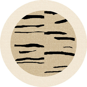 พรมปูพื้นทรงกลม Jinrui สีครีม สไตล์ฝรั่งเศสหรูหรา ไม่ลื่น เหมาะสำหรับห้องนั่งเล่น ห้องนอน ห้องทำงาน ลายทางเรขาคณิต - Product Image 1