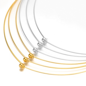 Wire Collar <b>Choker</b> | 18K PVD Gold Plated Stainless Steel Chain Adjustable Necklace | Waterproof Hypoallergenic & Tarnish Free - Product Image 1