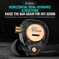 Écouteurs filaires KZ Taurus 2 avec transducteur dynamique, basses Hi-Fi, microphones HD doubles pour le gaming et la musique, intra-auriculaires