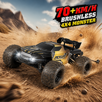 Camion tout-terrain télécommandé rapide 4x4 70KM/H 1/16 avec moteur brushless, direction à double vitesse, buggy RC robuste, barre anti-roulis et chargeur