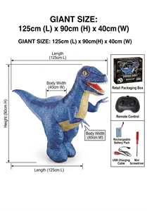 Dinosauri Giocattolo RC Intelligenti Gonfiabili Ricaricabili con Suoni e Movimento Realistici, Telecomandati, Vendita all'Ingrosso EPT - Product Image 2