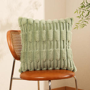 Housse de coussin en fourrure de lapin populaire d'automne housse de coussin en velours de couleur unie pour la décoration de la maison - Product Image 6