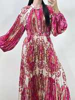 Vestido Maxi con Estampado Floral para Mujer, Cuello Redondo, Manga Larga, Chifón, Casual, Elegante, para Fiesta, Primavera Verano, Tallas Grandes, Venta al Por Mayor, OEM, ODM