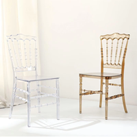 Chaises de mariage en acrylique transparentes en résine transparente pour banquets en plein air, restaurants, hôtels, événements
