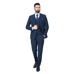 Traje de Boda Formal para Hombre, Hecho a Medida, Corte Entallado, Talla Grande, con Chaqueta, Pantalones y Chaleco, Modelo NA19, Diseño a Cuadros - Product Image 1