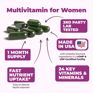 Materia <span class=keywords><strong>Multivitamin</strong></span>-Mineral-Kapseln für Frauen, Nahrungsergänzungsmittel für Erwachsene - Energie, Immunität, tägliche Anwendung, Unterstützung für Haare und Nägel, 60 Stück, natürlich - Product Image 4
