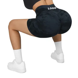 Özel tasarım spor giyim spor antrenman Yoga pantolonu kadın V Cut bel dikişsiz ezme Butt şort Legging paketleri ile