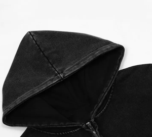 <span class=keywords><strong>Felpa</strong></span> <span class=keywords><strong>con</strong></span> Cappuccio <span class=keywords><strong>Nera</strong></span> da <span class=keywords><strong>Uomo</strong></span> <span class=keywords><strong>con</strong></span> <span class=keywords><strong>Zip</strong></span>, Stile Streetwear, Effetto Acid Wash, Tessuto Pesante, Prezzo di Fabbrica, Vendita all'Ingrosso - Product Image 6