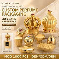 Capuchon de flacon de parfum en alliage de zinc doré, couvercle couronne en métal lourd avec insert magnétique pour flacon de parfum en verre de 50 ml et 100 ml, vente en gros