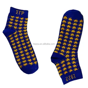 SGR sisters society Logo yellow blue Irregular pattern Cotton leisure sports 1922 short socks