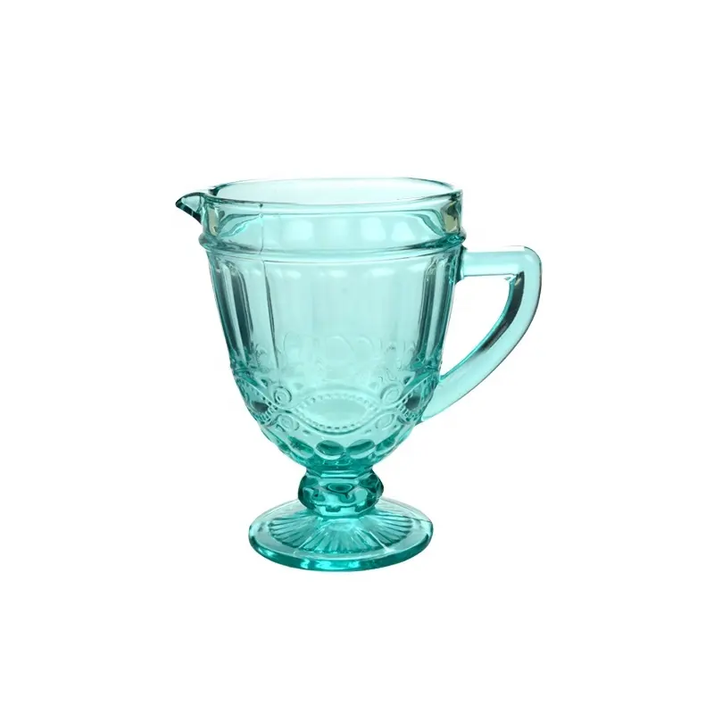 High quality color glass water pitcher set with handle and glass tumbler