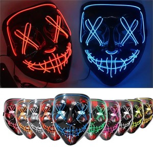 Fábrica China Máscara Led de Halloween Máscara de miedo iluminada para disfraz de Cosplay de Halloween y suministros para fiestas - Product Image 1