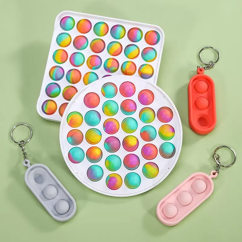 Kids Pops Siliconen Acupressuur Verlichten Angst Zintuiglijke Bubble Speelgoed Mini Regenboog Eenvoudige Pops Fidget Zintuiglijke Speelgoed