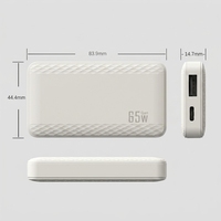 Chargeur portable pliable ultra-fin PD 3.0 65W avec ports USB-C et USB-A, charge rapide