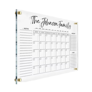 Tableau en <span class=keywords><strong>plexiglas</strong></span> effaçable à sec Calendrier acrylique magnétique pour réfrigérateur Feuille acrylique transparente personnalisée pour la semaine Planificateur mensuel Message - Product Image 1
