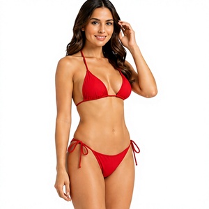 Conjunto de Bikini a Rayas para Mujer, Top Triangular, Traje de Baño de Dos Piezas con Pareo, Ropa de Playa de Moda, Conjunto de Bikini de Verano - Product Image 1