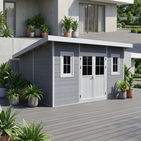 Caseta de Jardín Moderna para Exteriores Serie D de EASYGREEN, de Acero y WPC, con Vidrio Resistente a Impactos y Ventanas de Temperatura Constante