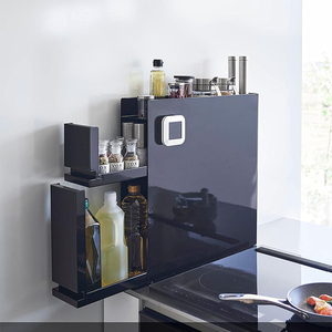 Nuovo Portaspezie a 3 Ripiani in Acciaio per Cucina, Moderno ed Ecologico, Portaoggetti Verticale <span class=keywords><strong>Nero</strong></span> con Cassetti per Soggiorno - Product Image 4